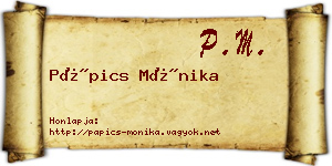 Pápics Mónika névjegykártya